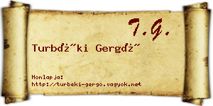 Turbéki Gergő névjegykártya